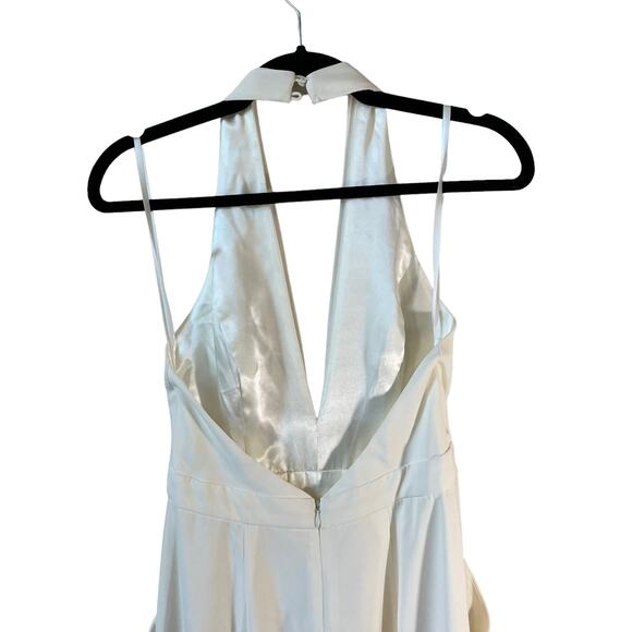 Jill Stuart BHLDN Mara Halter Jumpsuit White 0 New with Flaw Bridal Events Glam - Picture 8 of 16